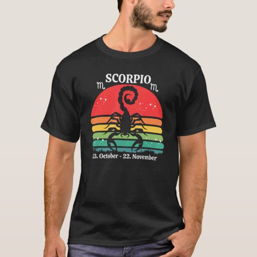 Scorpio Zodiac Retro Sunset T-shirt (Voorkant)