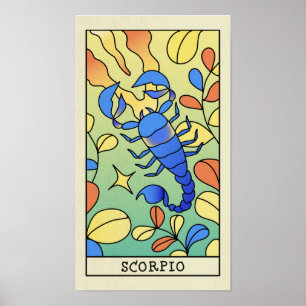 Scorpio Zodiac Sign Abstract Art Vintage Poster