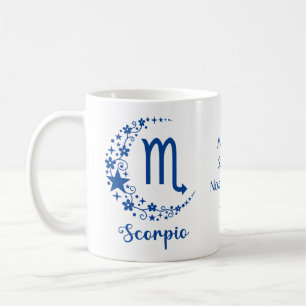 Scorpio Zodiac Sign Astrologie Birthday Blue White Koffiemok
