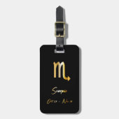 Scorpio Zodiac Sign Black & Gold Bagagelabel (Voorkant verticaal)