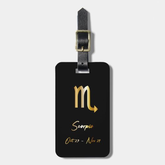 Scorpio Zodiac Sign Black & Gold Bagagelabel (Voorkant verticaal)