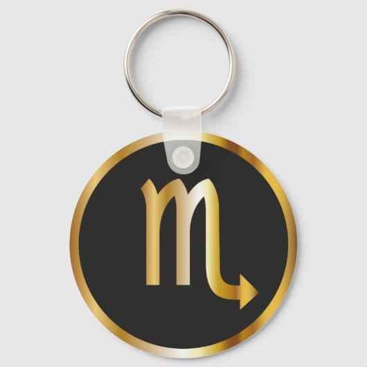 Scorpio Zodiac Sign, Black & Gold Sleutelhanger (Voorkant)