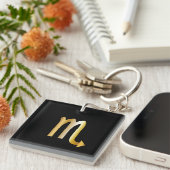 Scorpio Zodiac Sign, Black & Gold Sleutelhanger (Voorkant Rechts)