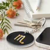 Scorpio Zodiac Sign, Black & Gold Sleutelhanger (Voorkant Rechts)