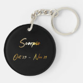 Scorpio Zodiac Sign, Black & Gold Sleutelhanger (Achterkant)