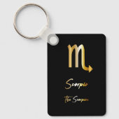 Scorpio Zodiac Sign, Black & Gold Sleutelhanger (Voorkant)