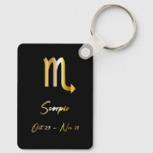 Scorpio Zodiac Sign, Black & Gold Sleutelhanger (Achterkant)