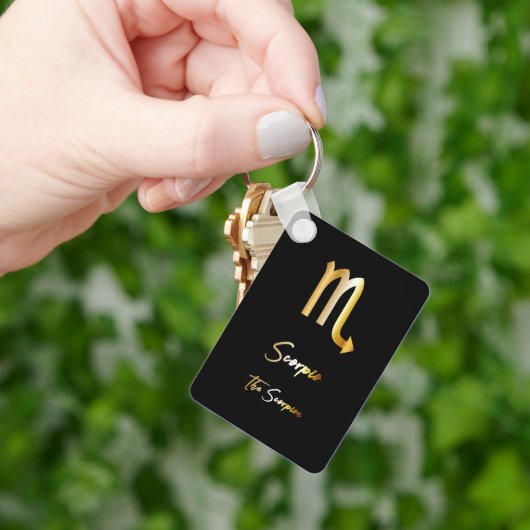Scorpio Zodiac Sign, Black & Gold Sleutelhanger (Hand)