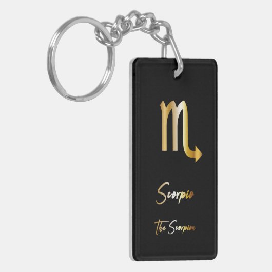 Scorpio Zodiac Sign, Black & Gold Sleutelhanger (Voorkant Links)