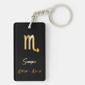 Scorpio Zodiac Sign, Black & Gold Sleutelhanger (achterkant)