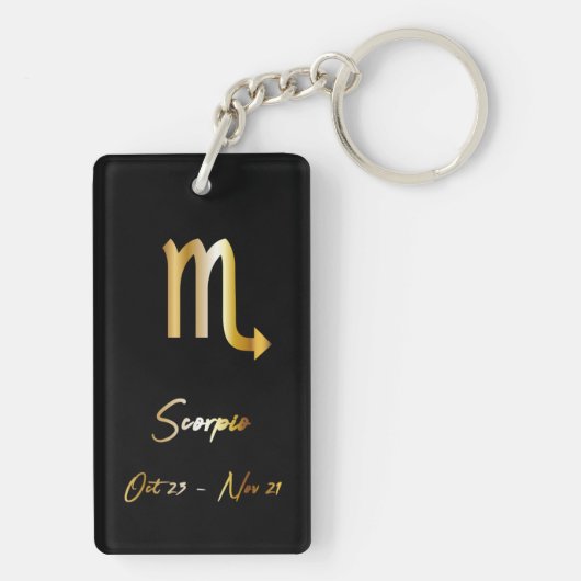 Scorpio Zodiac Sign, Black & Gold Sleutelhanger (achterkant)