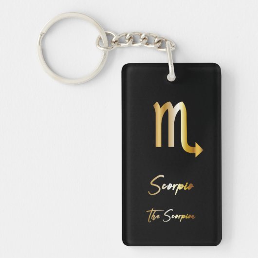 Scorpio Zodiac Sign, Black & Gold Sleutelhanger (Voorkant)