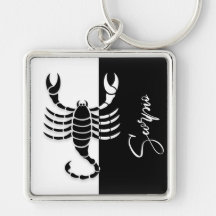 Scorpio Zodiac Sign, Black & White Sleutelhanger