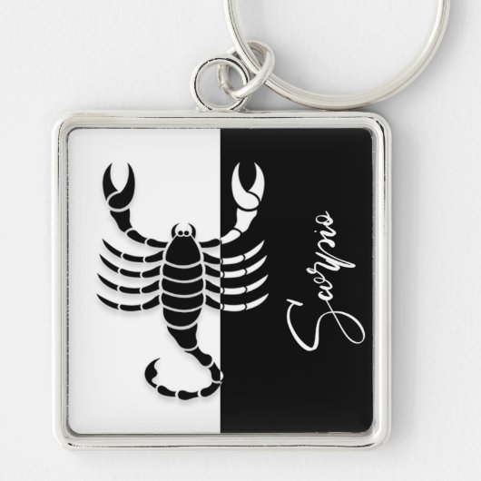 Scorpio Zodiac Sign, Black & White Sleutelhanger (Voorkant)