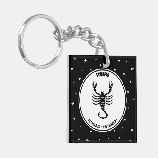 Scorpio Zodiac Sign, Black & White Sleutelhanger (Voorkant Links)