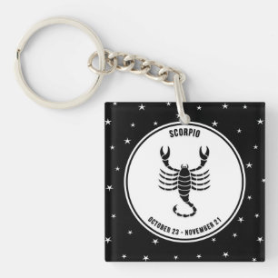 Scorpio Zodiac Sign, Black & White Sleutelhanger