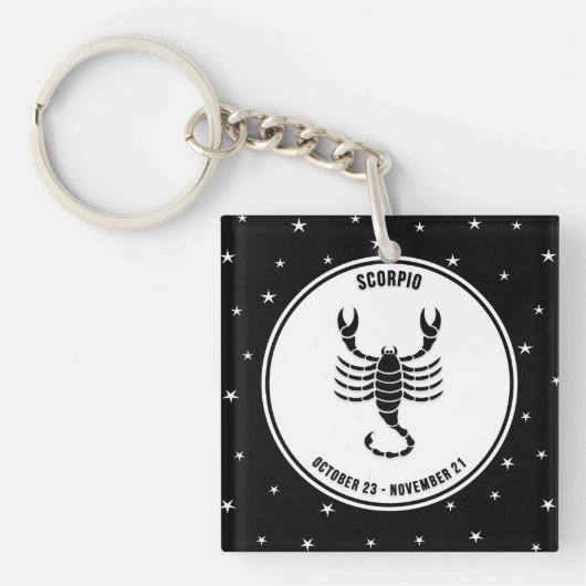 Scorpio Zodiac Sign, Black & White Sleutelhanger (Voorkant)