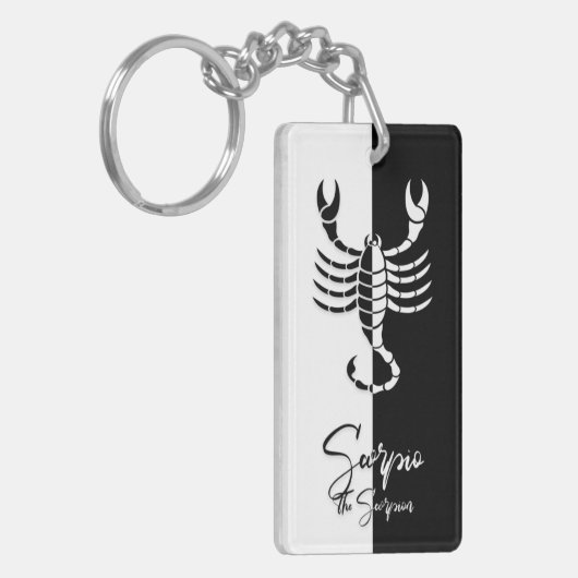 Scorpio Zodiac Sign, Black & White Sleutelhanger (Voorkant Links)