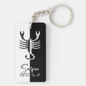 Scorpio Zodiac Sign, Black & White Sleutelhanger (achterkant)