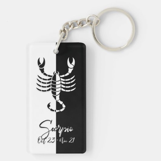 Scorpio Zodiac Sign, Black & White Sleutelhanger (achterkant)