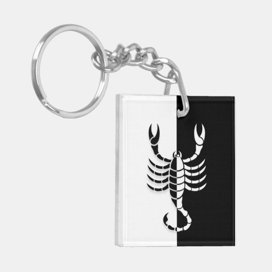 Scorpio Zodiac Sign, Black & White Sleutelhanger (Voorkant Links)