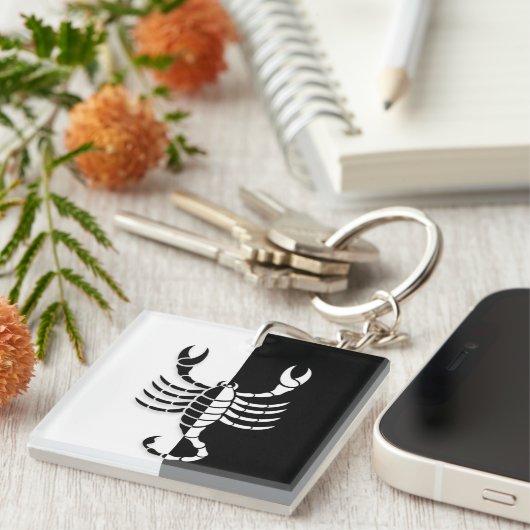 Scorpio Zodiac Sign, Black & White Sleutelhanger (Voorkant Rechts)