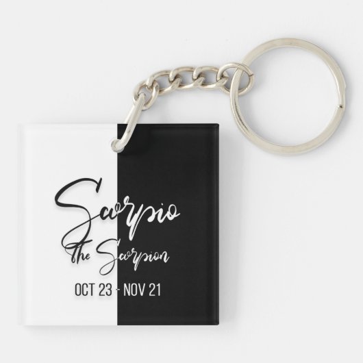 Scorpio Zodiac Sign, Black & White Sleutelhanger (Achterkant)
