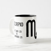 Scorpio Zodiac Sign ("de wijsvinger") Tweekleurige Koffiemok (Voorkant links)