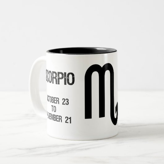 Scorpio Zodiac Sign ("de wijsvinger") Tweekleurige Koffiemok (Voorkant links)
