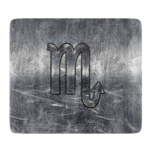 Scorpio Zodiac Sign in Distress Steel Decor Snijplank (Voorkant)