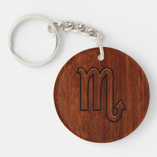 Scorpio Zodiac Sign in Mahogany Brown Style Sleutelhanger (Voorkant)