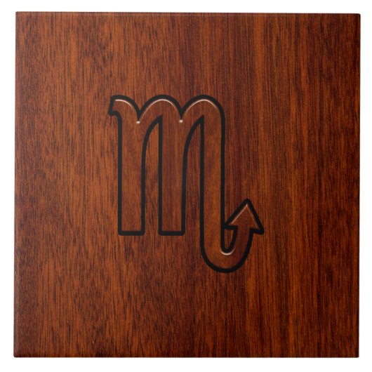 Scorpio Zodiac Sign in Mahogany Brown Style Tegeltje (Voorkant)
