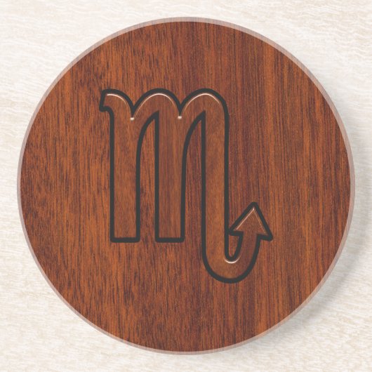 Scorpio Zodiac Sign in Mahogany Brown Style Zandsteen Onderzetter (Voorkant)