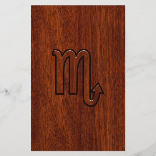 Scorpio Zodiac Sign in Mahogany Style Briefpapier (Voorkant)