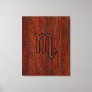 Scorpio Zodiac Sign in Mahogany Style Canvas Afdruk