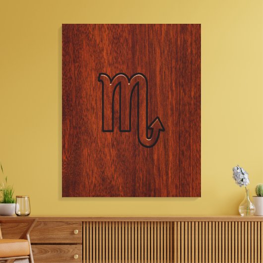 Scorpio Zodiac Sign in Mahogany Style Canvas Afdruk (Insitu (Woonkamer))