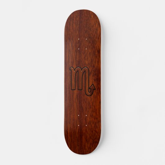 Scorpio Zodiac Sign in Mahogany Style Decor Skateboard (Voorkant)
