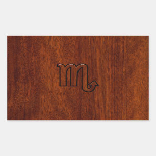 Scorpio Zodiac Sign in Mahogany Style Rechthoekige Sticker