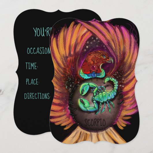 Scorpio Zodiac Sign Invitation Kaart (Voorkant / Achterkant)