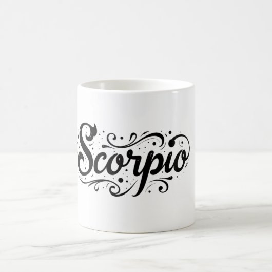 Scorpio Zodiac Sign Mok – Elegante kalligrafie (Center)