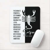 Scorpio Zodiac Sign Mousepad, Black & White Muismat (Met muis)