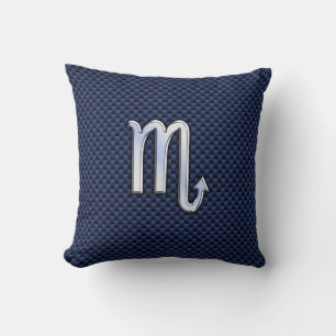 Scorpio Zodiac Sign navy blue carbon fibre decor Kussen