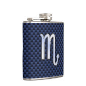 Scorpio Zodiac Sign navy blue koolstofvezel decor Heupfles (Rechts)