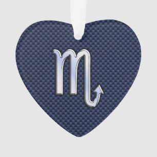 Scorpio Zodiac Sign navy blue koolstofvezel decor Ornament