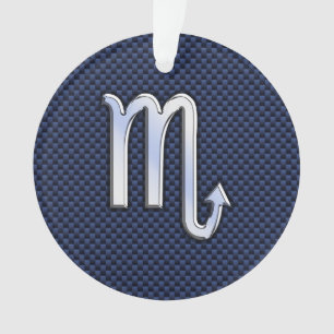 Scorpio Zodiac Sign navy blue koolstofvezel decor Ornament