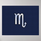 Scorpio Zodiac Sign navy blue koolstofvezel print (Voorkant)