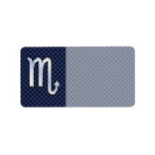 Scorpio Zodiac Sign navy blue koolstofvezel print Etiket (Voorkant)