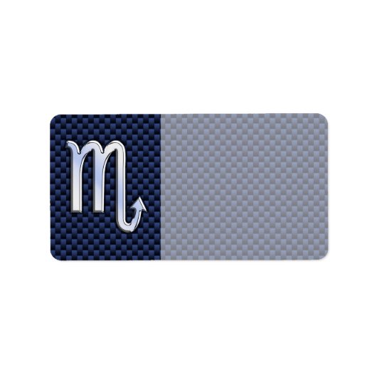 Scorpio Zodiac Sign navy blue koolstofvezel print Etiket (Voorkant)