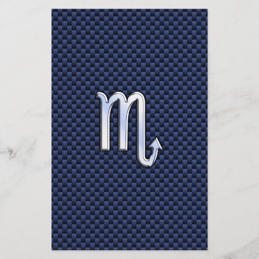 Scorpio Zodiac Sign navy blue koolstofvezel print Flyer (Voorkant)