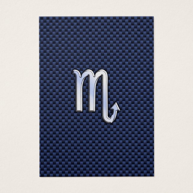 Scorpio Zodiac Sign navy blue koolstofvezel print Visitekaartje (Voorkant)